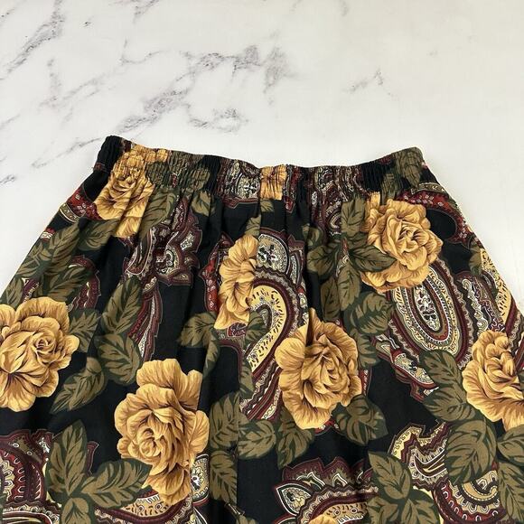 Kathie Lee Womens Vintage 90s Pleated Midi Skirt Size 16 Yellow Green Paisley - Picture 7 of 9